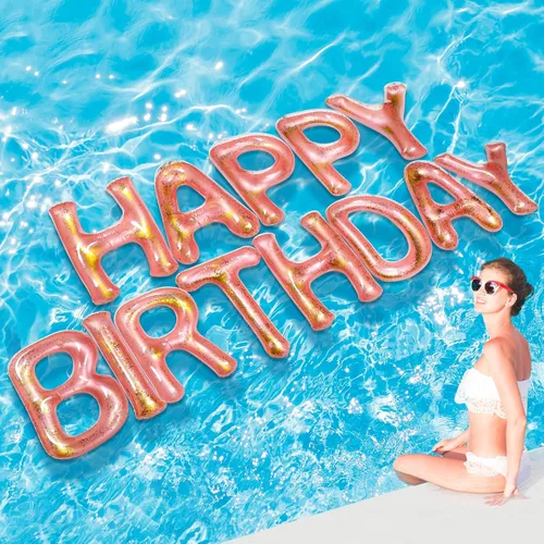 Miniatura 13 de Shappy Globos flotantes grandes de letras flotantes de 20 pulgadas con puntos adhesivos, decoraciones inflables de piscina para fiesta de cumpleaños