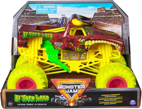 Monster Jam, Camión monstruo oficial de El Toro Loco, vehículo de colección fundido a presión, escala 1:24, juguetes para niños y niñas a partir de