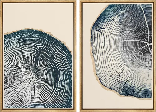 Miniatura 101 de MUDECOR Impresión en Lienzo Enmarcado Arte de Pared Anillos de Árbol de Madera de Roble Ilustración de la Naturaleza Arte Moderno Decorativo
