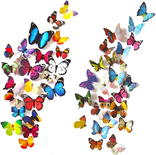 Miniatura 8 de 43 calcomanías de pared de mariposas 3D para decoración de murales, calcomanías removibles para la decoración del dormitorio en el hogar