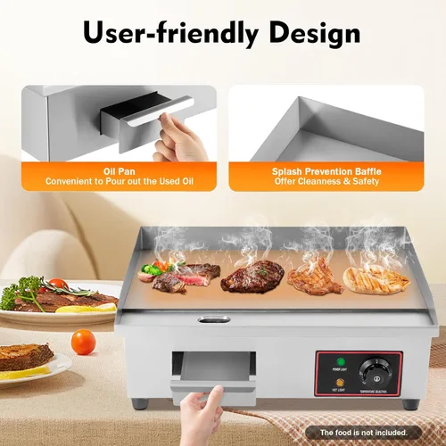 Miniatura 4 de Parrilla plana de 110 V, 3000 W, 22 pulgadas, parrilla eléctrica comercial antiadherente para restaurante, estufa de cocina Teppanyaki para cocina