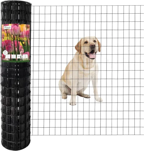 Miniatura 28 de FOREHOGAR Valla de alambre soldada con revestimiento de PVC negro de 24 pulgadas x 50 pies, 2 pulgadas x 3 pulgadas 16GA, rollo de cercado de borde
