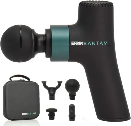 Ekrin Athletics Bantam Mini pistola de masaje, masajeador muscular compacto de tejido profundo con velocidades ajustables y 4 accesorios, batería de
