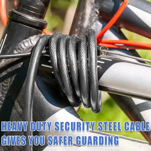 Miniatura 6 de Candado de Seguridad de Cable de Acero de 1/2 Pulgada de Alta Resistencia con Bucles 4FT/6FT/8FT/10FT para Bicicleta, Candado de Cadena de Cable
