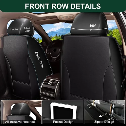 Miniatura 3 de DISUTOGO Funda de asiento de automóvil para Cadillac ATS 2013-2018, juego completo de fundas de asiento de cuero sintético, impermeables