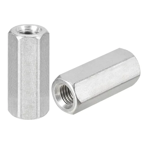 Miniatura 20 de uxcell Tuercas de acoplamiento M8 x 1.25 de paso de 1.181 in de longitud, 2 tuercas de acoplamiento de varilla hexagonal métrica de acero inoxidable