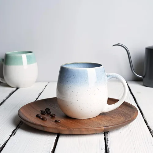 Miniatura 4 de Bosmarlin Taza de café grande de cerámica, 21 onzas, taza de té grande redonda, apta para lavavajillas y microondas, taza en forma de huevo, esmalte