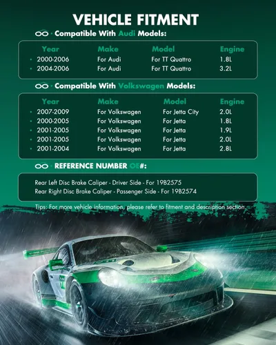Miniatura 3 de SCITOO Pinzas de freno trasera izquierda+derecha con soporte 19B2575 19B2574 compatible para Audi TT Quattro 2000-2006 para Volkswagen para Jetta