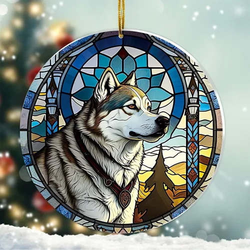 Regalos de Malamute de Alaska - Adorno Navideño de Perro de Alaska 2025 Regalos de Perro de Alaska para Mujeres, Adorno de Malamute de Alaska para