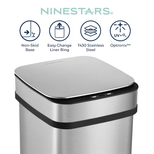 Miniatura 5 de Ninestars Bote de basura inteligente para cocina con neutralización de olores de 13 galones, basurero automático con sensor de movimiento y control