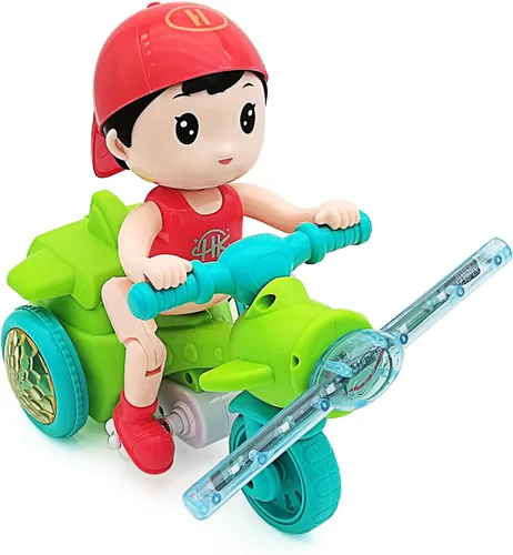 Miniatura 7 de Tipmant Triciclo Eléctrico para Bebés y Niños Pequeños Juguete de Motocicleta de Dibujos Animados Vehículo con Acrobacias, Música, Luces Luminosas