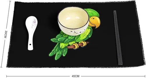 Miniatura 2 de Green Parrot Placemats Set of 6 Resistant Table Mats Washable Place Mats for Dinner Party Table Decoration