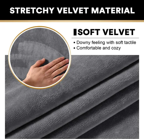Miniatura 4 de PrinceDeco Funda de sofá de felpa de terciopelo para sofá de 2 cojines de ancho de hasta 90 pulgadas, protector de muebles lavable amigable para Gris