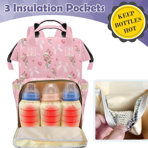 Miniatura 2 de Mochila de pañales personalizada con lazo con nombre, gran capacidad, multifuncional, bolsa de mamá, impermeable, elegante bolsa de lactancia Arco 05