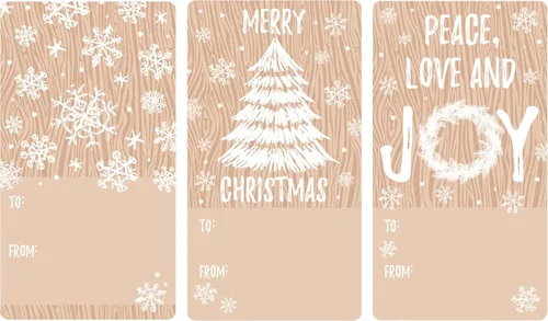 Miniatura 10 de Etiquetas de regalo con árbol de Navidad y cardenal rojo – Etiquetas autoadhesivas para envolver regalos navideños sobre fondo kraft – 42 etiquetas
