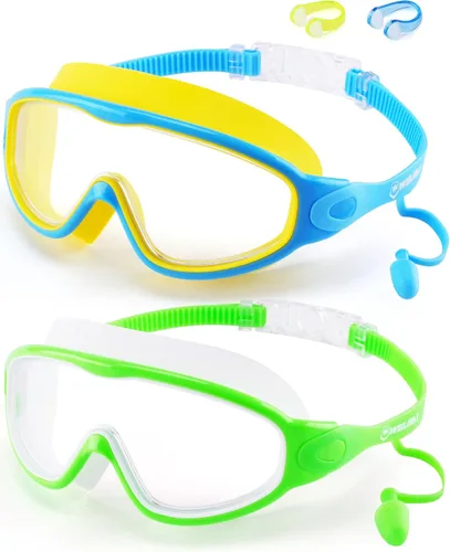 Miniatura 12 de WIN.MAX Paquete de 2 gafas de natación antiniebla, anti rayos UV, visión transparente para hombres, mujeres, niños y niñas, gafas de natación