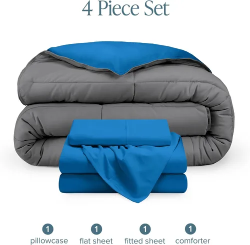 Miniatura 9 de Bare Home - Juego de edredón reversible y sábanas en una bolsa - Individual - Alternativa al plumón - Suave - Juego de ropa de cama