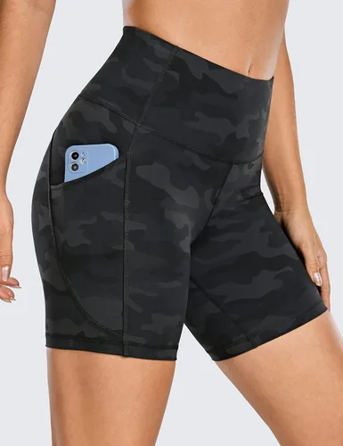 Miniatura 11 de CRZ YOGA Women's Brushed Naked Feeling Biker Shorts with Side Pockets 6'' - High Waist Matte Workout Yoga Gym Spandex