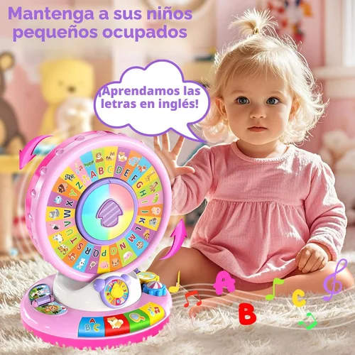 Miniatura 4 de Juguetes para niños de 1, 2 y 3 años, niños y niñas, Alfabeto musical con luces y sonidos para girar y cantar, juguetes educativos de aprendizaje