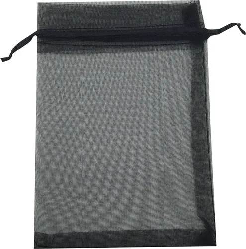 Bolsa de organza con cordón de 5 x 7 pulgadas, 50 unidades, regalo fuerte, caramelo, B6ag, joyería, fiesta, boda, favor (negro)