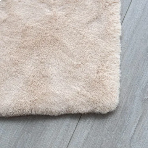 Miniatura 8 de ORINOVA Alfombra de felpa marrón claro beige de 8 x 10 pies para sala de estar, alfombra bohemia esponjosa de piel de conejo grande para dormitorio