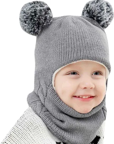 Miniatura 7 de Invierno Earflap Hat Invierno Con Capucha Bebé Sombrero Cálido Niño Bufanda Bufanda Flap Kid Cap Knit Girl Caps Cuidado del Bebé