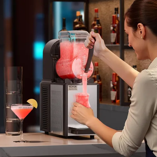 Miniatura 8 de VEVOR Máquina comercial para granizados, máquina de bebidas congeladas de un solo tanque de 4L, 16 tazas de acero inoxidable para batido