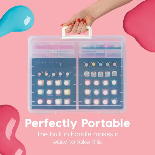 Miniatura 7 de IRIS USA Estuche de tren cosmético con organizador de esmalte de uñas y 4 estuches internos con asa, paquete de 2, caja de almacenamiento portátil