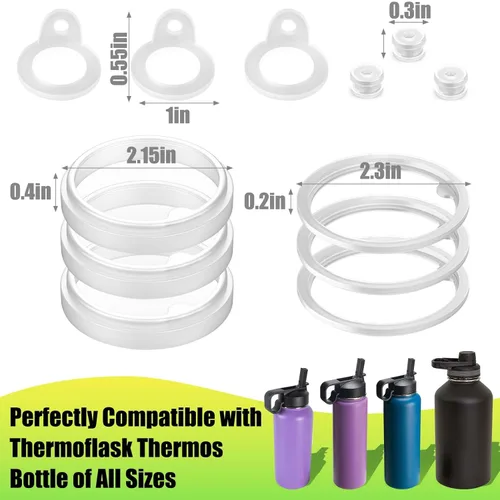 Miniatura 3 de Vodolo Junta de silicona de repuesto para Thermoflask 24oz/32oz/40oz/64oz, cada una con pinza para tapa de botella de agua con popote, tapa para 12