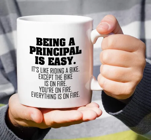 Miniatura 5 de Retreez Taza divertida – Being a Principal is Easy Except the Bike is on Fire Taza de café de cerámica de 11 onzas – Divertido, sarcástico, regalos