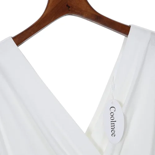 Miniatura 7 de Coolmee Vestido de maternidad para mujer, con cuello en V, acampanado, longitud hasta la rodilla, vestido cruzado para baby shower o uso casual