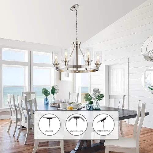 Miniatura 4 de lámpara de araña de granja de 6 luces con rueda de vagón, accesorios de luz colgante para comedor, sala de estar, isla de cocina, vestíbulo