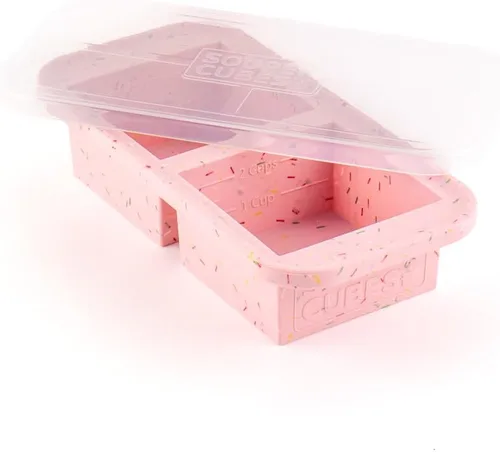 Miniatura 15 de Souper Cubes Bandeja de silicona para congelador de 2 tazas con tapa, perfecta para almacenar lasaña, sobras, salsas, comidas en porciones y más