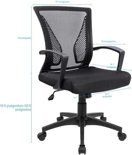 Miniatura 3 de Furmax Silla de oficina ergonómica de escritorio para computadora, silla de malla, respaldo medio, soporte lumbar giratorio con reposabrazos