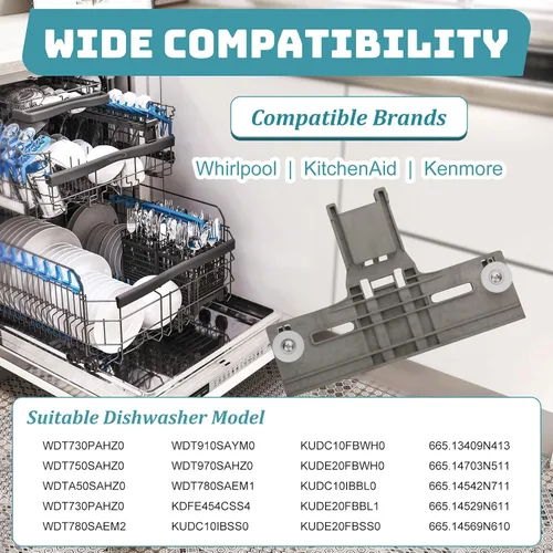 Miniatura 6 de Piezas mejoradas para estante superior para lavavajillas W10350375 W10712395 (paquete de 2), repuesto para lavavajillas Kenmore Whirlpool