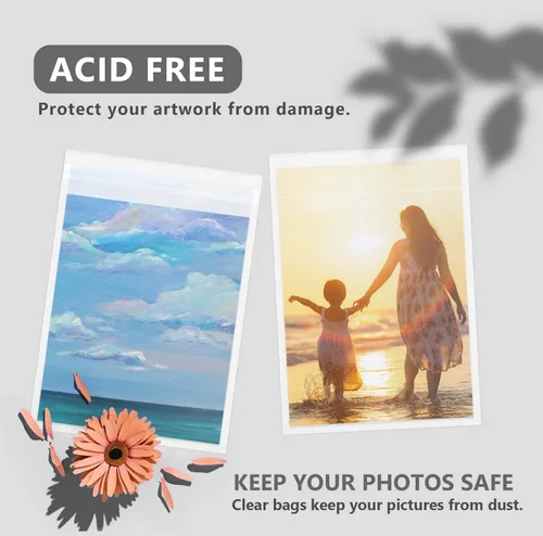 Miniatura 3 de Paquete de 50 fundas de almacenamiento transparentes cristalinas sin ácidos para impresiones artísticas/imágenes/fotos/paspartús de 12x12 pulgadas