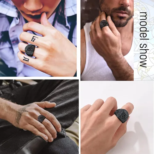 Miniatura 2 de PROSTEEL Anillo de San Miguel, anillo de San Cristóbal, el gran arcángel protector derrotando a Satanás, anillo de amuleto de acero inoxidable