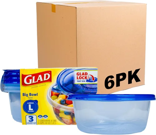 Miniatura 13 de Glad GladWare Entree - Recipientes de almacenamiento de alimentos con tapas, plástico cuadrado mediano sin BPA para preparación de comidas
