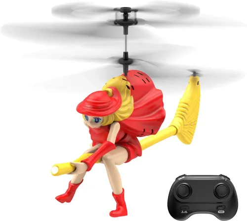 Flying Witch Helicóptero RC para niños de 6 a 12 años, escoba mágica iluminada con retención de altitud y despegue con una tecla, juguete volador