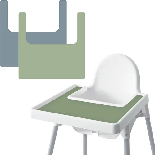 Mantel individual para silla alta IKEA Antilop para bebé, paquete de 2 unidades, resistente a las manchas, antideslizante, de silicona, para silla