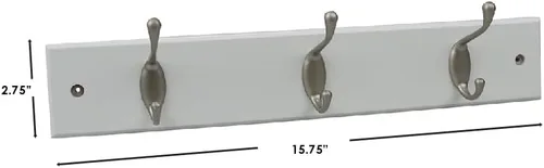 Miniatura 7 de Home Basics Estante colgante de pared blanco con 3 ganchos dobles para entrada elegante y espacios de vida organizados