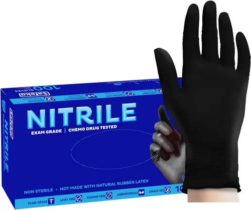 Guantes azules del nitrilo de 4 mil, guantes del examen médico, guantes disponibles de la limpieza