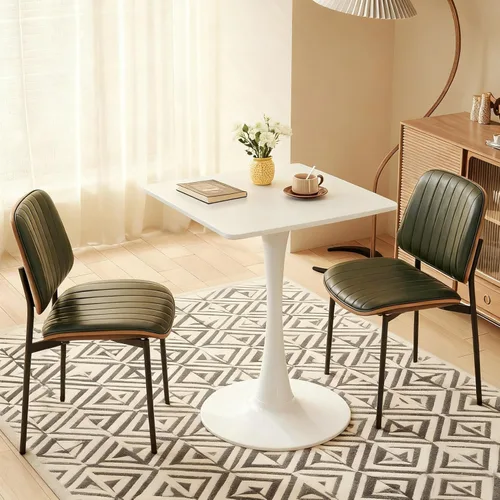 Miniatura 18 de Mesa de comedor redonda, mesa circular de tulipán de 31.5" con tablero engrosado y pedestal de metal, mesa de bistró moderna de mediados de siglo