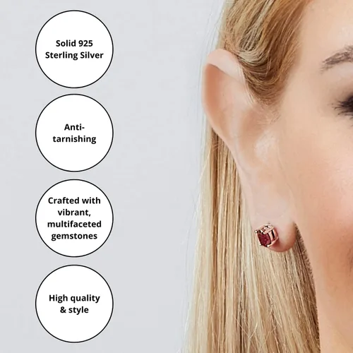 Miniatura 5 de 925 Sterling Silver Gemstone Oval Stud Earrings for Women 5mm Birthstone with Push Backs by MAX + STONE