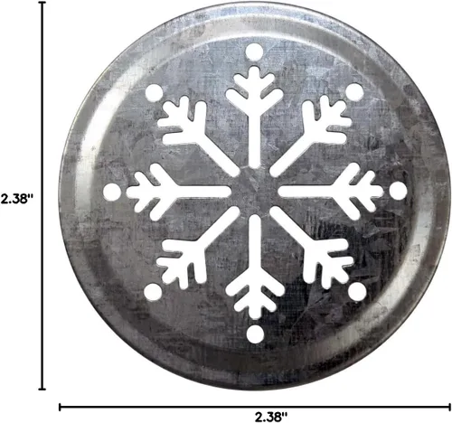 Miniatura 2 de Insertos de tapa de metal galvanizado con corte de copo de nieve para tarros Mason (paquete de 10, boca regular)