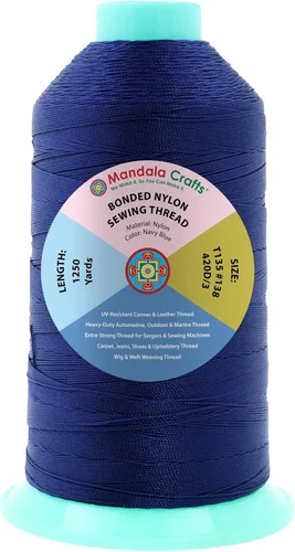 Miniatura 218 de Mandala Crafts - Hilo de nailon para coser cuero, tapicería, mezclilla y para trenzar el pelo; resistente, 1500 yardas, tamaño 69 T70 Marrón