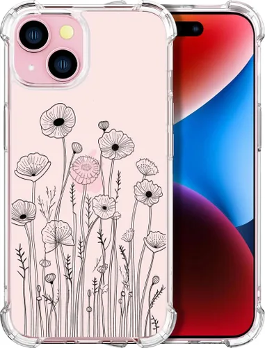 Miniatura 63 de Compatible con iPhone 14, funda transparente y bonita para mujeres y niñas, diseño floral, diseño floral femenino, funda para teléfono 14