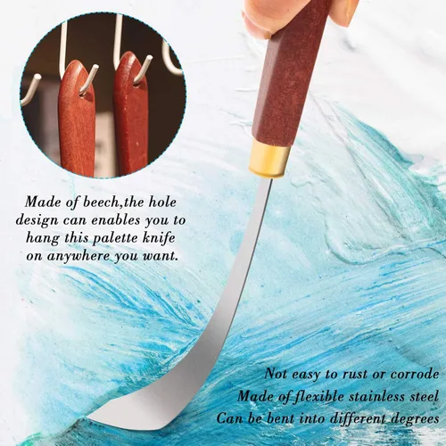 Miniatura 2 de Juego de cuchillos de paleta, espátula, cuchillos de paleta, cuchillo de pintura de acero inoxidable, raspador de mezcla, accesorios de pintura al