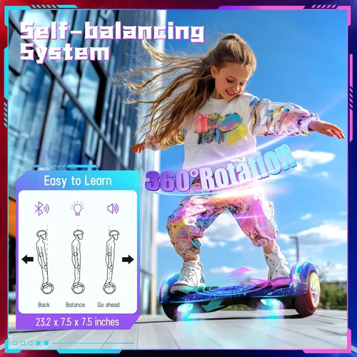 Miniatura 2 de SISIGAD Scooter, 6.5" Flash Wheels & Corlorful LED Lights, All for Girls Boys Kids Ages 6+ H-Star Azul