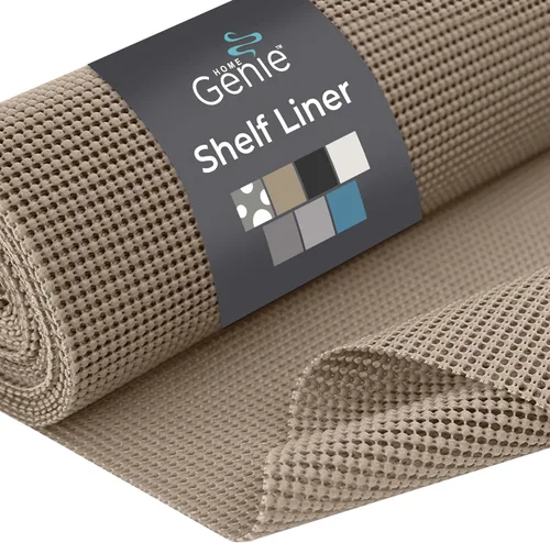 HOME GENIE - Forro para estantes, cajones y armarios, duradero con fuerte agarre, 44 cm x 6 m, forros no adhesivos para proteger gabinetes de cocina